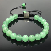 Natural Green Adventurine Gemstone Adjustable Braid Rope Bangles Stone Beads Bracelets