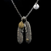Japan Takahashi Goro Retro 925 Sterling Silver Feather Necklace Set Native American Jewelry